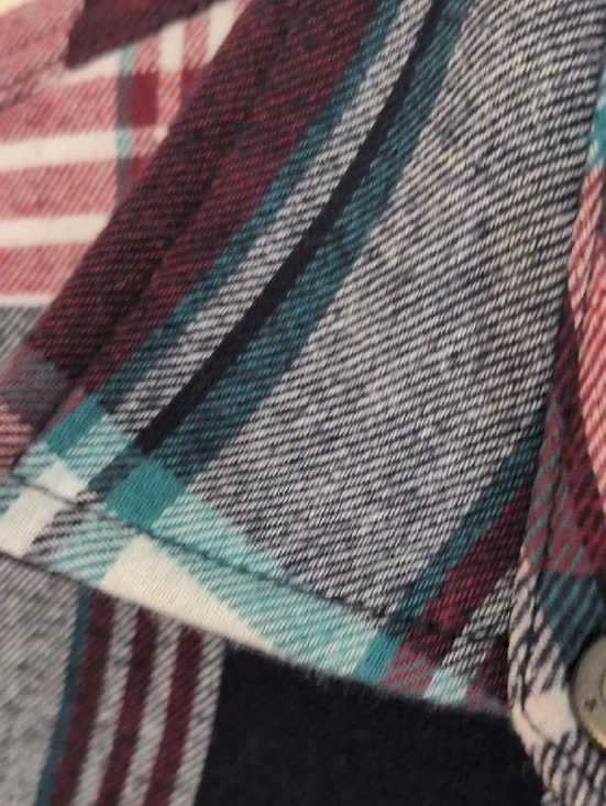 Orvis Plaid Snap-Front Jacket - Burgundy, Black, White, Teal With Pockets. - Picture 9 of 12